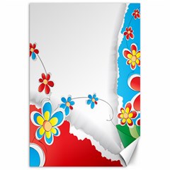 Flower Floral Papper Butterfly Star Sunflower Red Blue Green Leaf Canvas 20  X 30   by Mariart