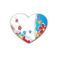 Flower Floral Papper Butterfly Star Sunflower Red Blue Green Leaf Heart Coaster (4 Pack)  by Mariart