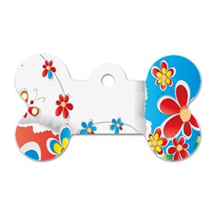 Flower Floral Papper Butterfly Star Sunflower Red Blue Green Leaf Dog Tag Bone (one Side) by Mariart