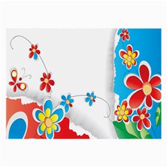 Flower Floral Papper Butterfly Star Sunflower Red Blue Green Leaf Large Glasses Cloth (2-side) by Mariart