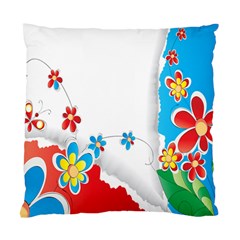 Flower Floral Papper Butterfly Star Sunflower Red Blue Green Leaf Standard Cushion Case (one Side) by Mariart