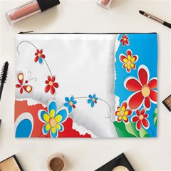 Flower Floral Papper Butterfly Star Sunflower Red Blue Green Leaf Cosmetic Bag (xl) by Mariart