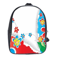 Flower Floral Papper Butterfly Star Sunflower Red Blue Green Leaf School Bags(large)  by Mariart