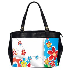 Flower Floral Papper Butterfly Star Sunflower Red Blue Green Leaf Office Handbags (2 Sides)  by Mariart