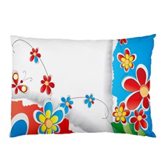 Flower Floral Papper Butterfly Star Sunflower Red Blue Green Leaf Pillow Case (two Sides) by Mariart