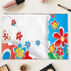 Flower Floral Papper Butterfly Star Sunflower Red Blue Green Leaf Cosmetic Bag (xxl)  by Mariart