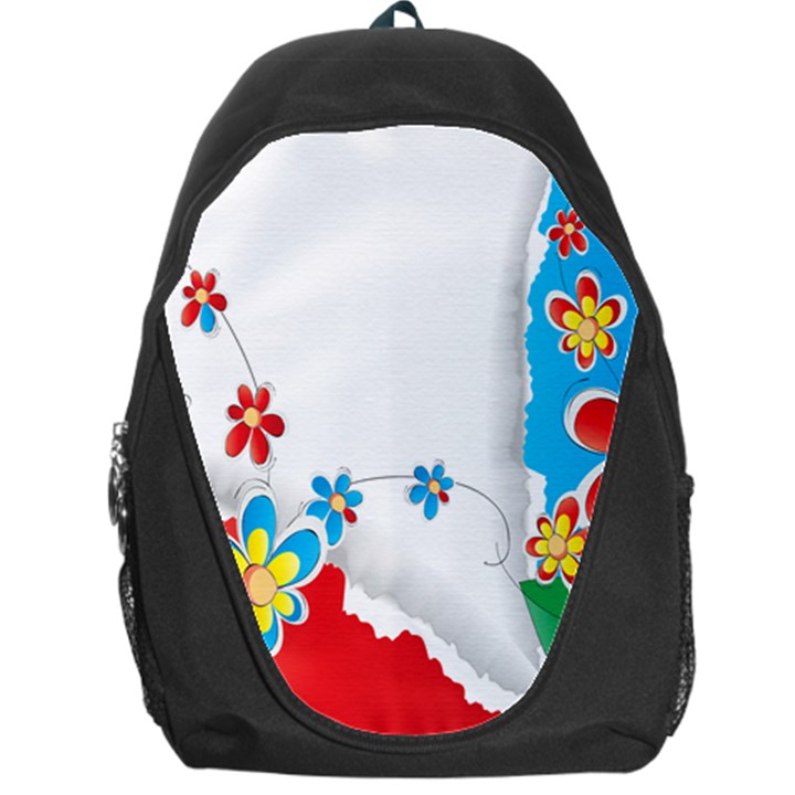 Flower Floral Papper Butterfly Star Sunflower Red Blue Green Leaf Backpack Bag