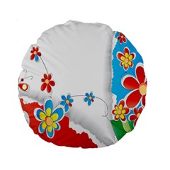 Flower Floral Papper Butterfly Star Sunflower Red Blue Green Leaf Standard 15  Premium Round Cushions by Mariart