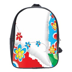 Flower Floral Papper Butterfly Star Sunflower Red Blue Green Leaf School Bags (xl)  by Mariart