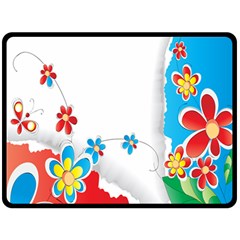 Flower Floral Papper Butterfly Star Sunflower Red Blue Green Leaf Double Sided Fleece Blanket (large)  by Mariart