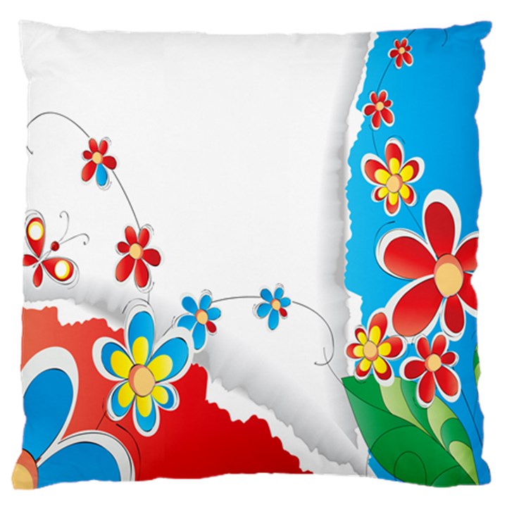 Flower Floral Papper Butterfly Star Sunflower Red Blue Green Leaf Standard Flano Cushion Case (One Side)