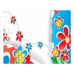 Flower Floral Papper Butterfly Star Sunflower Red Blue Green Leaf Double Sided Flano Blanket (large)  by Mariart