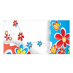 Flower Floral Papper Butterfly Star Sunflower Red Blue Green Leaf Satin Shawl by Mariart