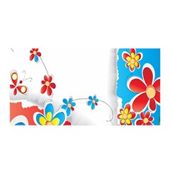 Flower Floral Papper Butterfly Star Sunflower Red Blue Green Leaf Satin Wrap by Mariart