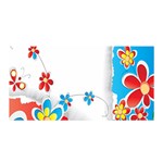 Flower Floral Papper Butterfly Star Sunflower Red Blue Green Leaf Satin Wrap Front