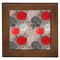 Flower Rose Red Black White Framed Tiles