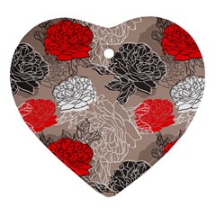 Flower Rose Red Black White Ornament (heart) by Mariart