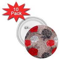 Flower Rose Red Black White 1 75  Buttons (10 Pack) by Mariart