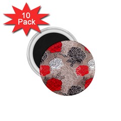 Flower Rose Red Black White 1 75  Magnets (10 Pack) 