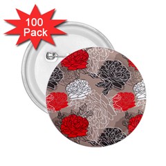 Flower Rose Red Black White 2 25  Buttons (100 Pack)  by Mariart