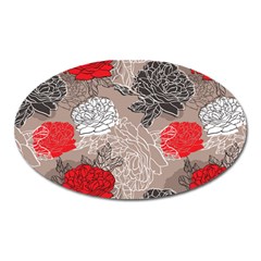 Flower Rose Red Black White Oval Magnet