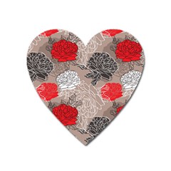 Flower Rose Red Black White Heart Magnet