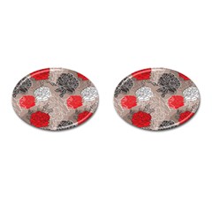 Flower Rose Red Black White Cufflinks (oval) by Mariart