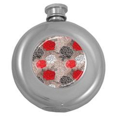 Flower Rose Red Black White Round Hip Flask (5 Oz) by Mariart