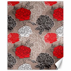 Flower Rose Red Black White Canvas 16  X 20   by Mariart