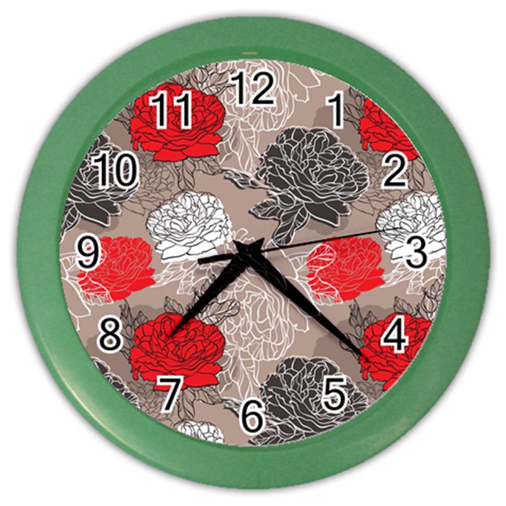 Flower Rose Red Black White Color Wall Clocks