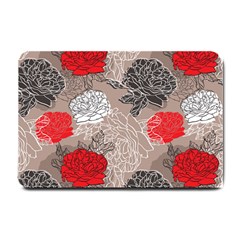 Flower Rose Red Black White Small Doormat  by Mariart