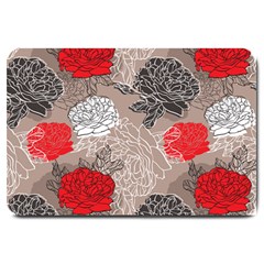 Flower Rose Red Black White Large Doormat  by Mariart