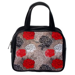 Flower Rose Red Black White Classic Handbags (one Side) by Mariart