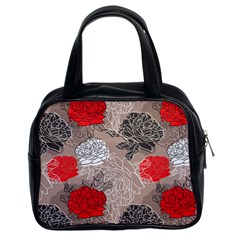 Flower Rose Red Black White Classic Handbags (2 Sides) by Mariart