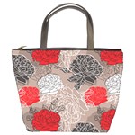 Flower Rose Red Black White Bucket Bags Front