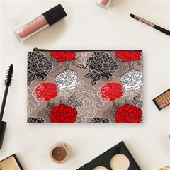 Flower Rose Red Black White Cosmetic Bag (medium)  by Mariart