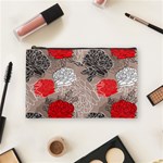 Flower Rose Red Black White Cosmetic Bag (Medium)  Front