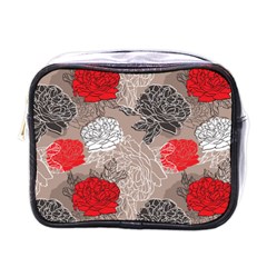 Flower Rose Red Black White Mini Toiletries Bags by Mariart