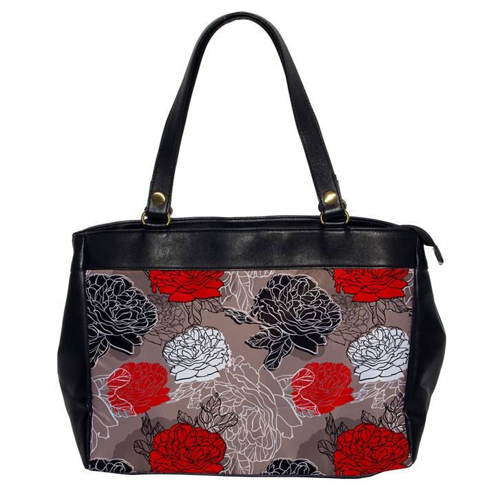 Flower Rose Red Black White Office Handbags