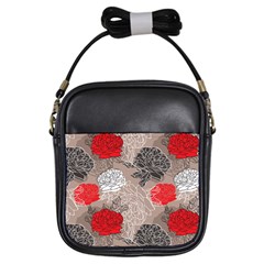 Flower Rose Red Black White Girls Sling Bags by Mariart