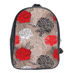 Flower Rose Red Black White School Bags (xl)  by Mariart