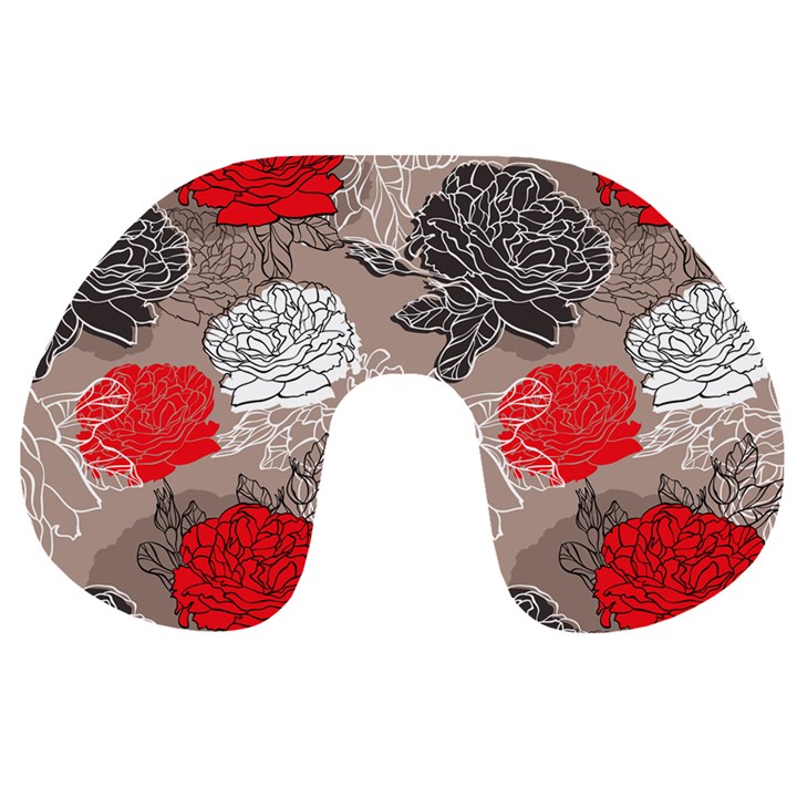 Flower Rose Red Black White Travel Neck Pillows