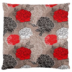 Flower Rose Red Black White Standard Flano Cushion Case (one Side) by Mariart