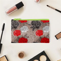 Flower Rose Red Black White Cosmetic Bag (xs) by Mariart