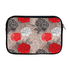 Flower Rose Red Black White Apple Macbook Pro 17  Zipper Case by Mariart