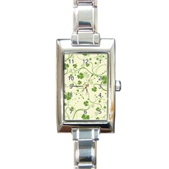 Flower Green Shamrock Rectangle Italian Charm Watch