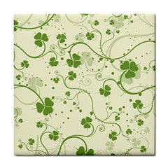 Flower Green Shamrock Tile Coasters by Mariart