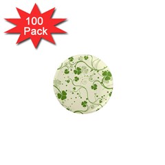 Flower Green Shamrock 1  Mini Magnets (100 Pack) 