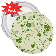 Flower Green Shamrock 3  Buttons (100 Pack)  by Mariart