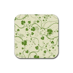 Flower Green Shamrock Rubber Coaster (square)  by Mariart